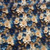 Designer vízálló szövet: Kék-fehér virágok arany levelekkel