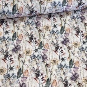   Designer vízálló szövet: Fehér alapon akvarell rajzolt virágok