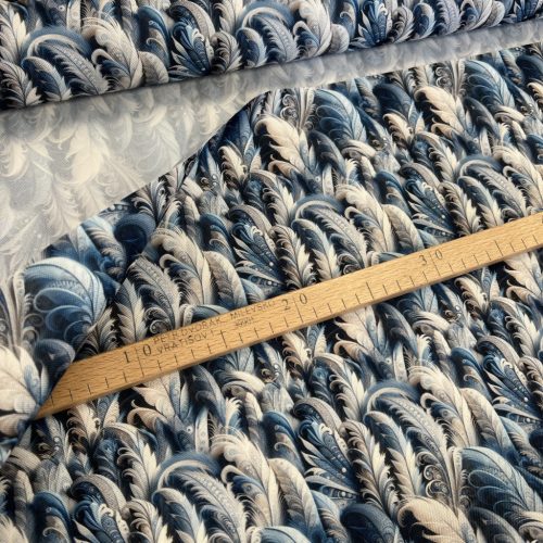 Designer vízálló szövet: Kék-fehér tollas