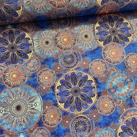 Designer vízálló szövet: Arany-kék mandalás (A)