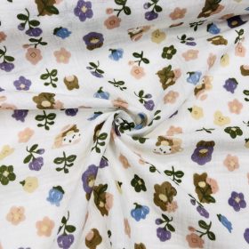 Világos alapon kék-lila-barna virágos duplagéz