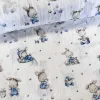 Fehér alapon kék kisfiú vonatozó nyuszis duplagéz