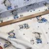 Fehér alapon kék kisfiú vonatozó nyuszis duplagéz