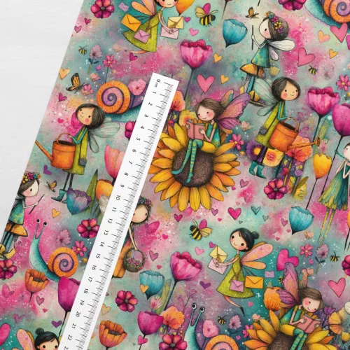 Színkavalkádos tündéres prémium (digitális) 160 cm sz. pamutvászon