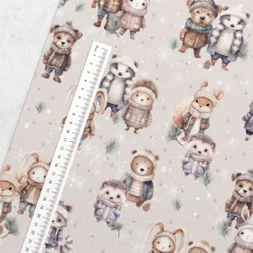   Téli sapkás állatkák prémium (digitális) 160 cm sz. pamutvászon