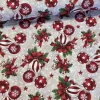 Mivon - natúr alapon csíkos és hópelyhes gömbdísz candy cane karácsonyi dekortextil (TH'26)