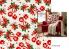 Mivon - natúr alapon csíkos és hópelyhes gömbdísz candy cane karácsonyi dekortextil (TH'26)