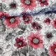 Rajzolt virágok pirosasra festve dekortextil