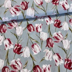 Világoskék a. piros-fehér tulipános dekortextil