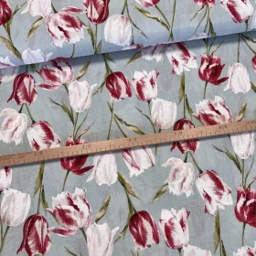 Világoskék a. piros-fehér tulipános dekortextil