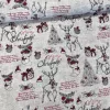 0,45 m EGYBEN KÉRHETŐ Natúr alapon sálat viselő szarvas (Merry Christmas) karácsonyi dekortextil (TH)