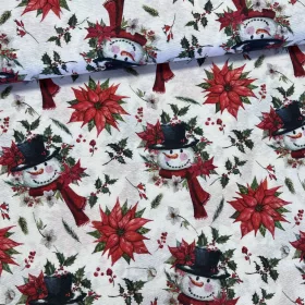   Fehér alapon hóember répa orral karácsonyi dekortextil (TH)