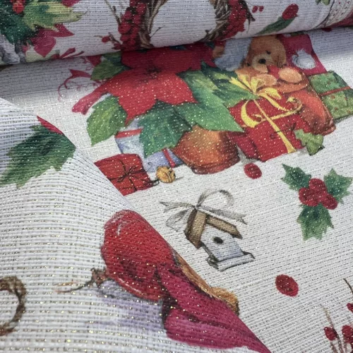 Arany lurex szálas Xmas Macis karácsonyi dekortextil (TH)