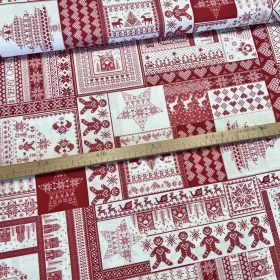 Fehér-piros kötött karácsonyi mintás dekortextil (TH)
