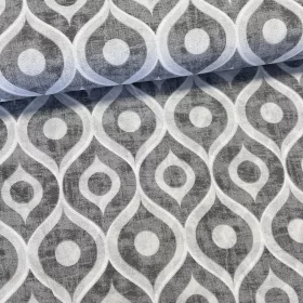 Szürke-fehér geometrikus mintás dekortextil (TH)