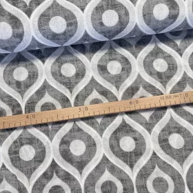Szürke-fehér geometrikus mintás dekortextil (TH)