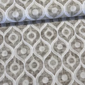 Bézs-fehér geometrikus mintás dekortextil (TH)
