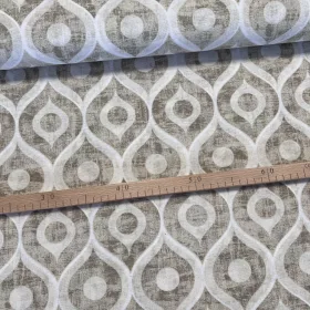 Bézs-fehér geometrikus mintás dekortextil (TH)