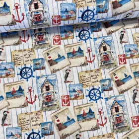 Tengerparti képeslap mintás dekortextil (TH)