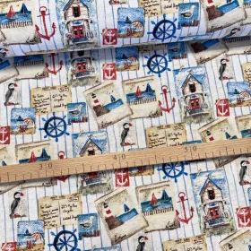 Tengerparti képeslap mintás dekortextil (TH)