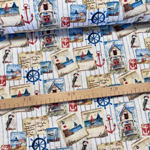 Tengerparti képeslap mintás dekortextil (TH)