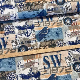 Navy antalantic 1972 mintás dekortextil (TH)