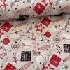 280 cm széles Natúr alapon Happy Holidays, karácsonyi díszes dekortextil