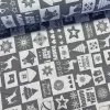 280 cm-es Fehér-szürke négyzetes Happy New Year karácsonyi dekortextil (TH)