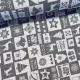 280 cm-es Fehér-szürke négyzetes Happy New Year karácsonyi dekortextil (TH)