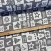 280 cm-es Fehér-szürke négyzetes Happy New Year karácsonyi dekortextil (TH)