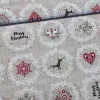 280 cm-es Natúr alapon piros szíves, szarvasos karácsonyi dekortextil (TH)