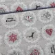 280 cm-es Natúr alapon piros szíves, szarvasos karácsonyi dekortextil (TH)