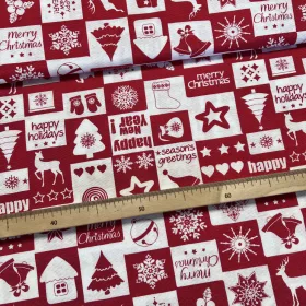   0,6 m EGYBEN KÉRHETŐ 280 cm-es Piros-fehér Harryp New Year négyzetes karácsonyi dekortextil (TH)