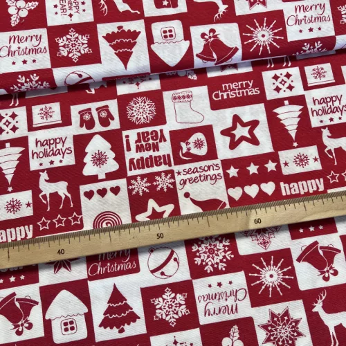 0,6 m EGYBEN KÉRHETŐ 280 cm-es Piros-fehér Harryp New Year négyzetes karácsonyi dekortextil (TH)