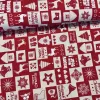Piros-natúr Happy New Year négyzetes karácsonyi dekortextil (TH)