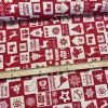 Piros-natúr Happy New Year négyzetes karácsonyi dekortextil (TH)