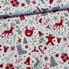 Fehér alapon piros-szürke karácsonyi mézeskalácsos dekortextil (TH)