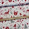 Fehér alapon piros-szürke karácsonyi mézeskalácsos dekortextil (TH)