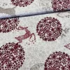 Világos alapon nagy bordó hópelyhes-szarvasos karácsonyi dekortextil (TH)