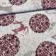 Világos alapon nagy bordó hópelyhes-szarvasos karácsonyi dekortextil (TH)