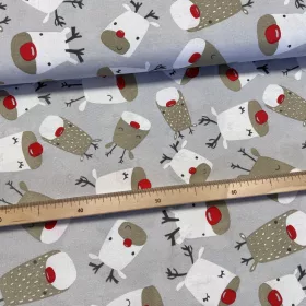  Halványszürke a. cuki szarvasos karácsonyi dekortextil (TH)