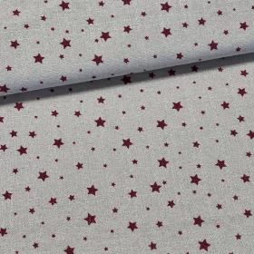   280 cm-es Natúr alapon piros csillagos arany szálas karácsonyi dekortextil (TH)