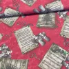 280 cm-es Piros alapon éneklő angyalos-kottás karácsonyi dekortextil (TH)