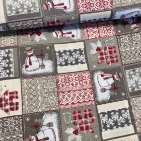   Bézses színvilágú hóemberes karácsonyi dekortextil (TH)