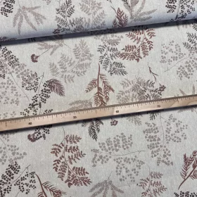   0,83 m EGYBEN KÉRHETŐ Natúr alapon barna ágas-leveles dekortextil (TH)