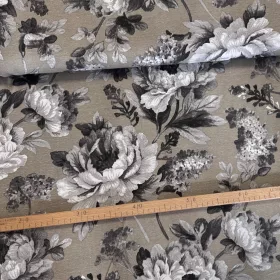 Barnás-szürkés a. fekete-fehér rózsás dekortextil (TH)