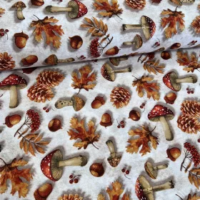 Piros kalapos gombás - gesztenyés őszi dekortextil (TH26)