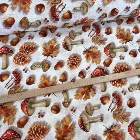 Piros kalapos gombás - gesztenyés őszi dekortextil (TH26)