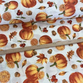 Sütőtök - narancs szeletes őszi dekortextil (TH26)