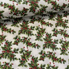 Fehér a. fagyöngyös karácsonyi dekortextil